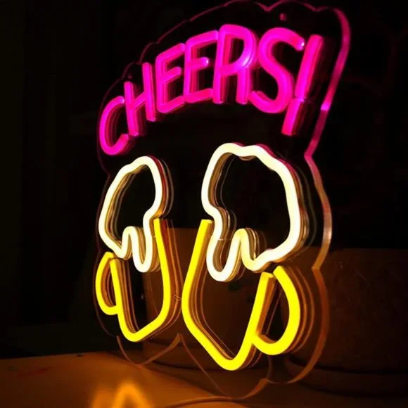 CHEERS LED Neon Signs Beer Bar Club Bedroom Neon Lights for Office Hotel Pub Caf